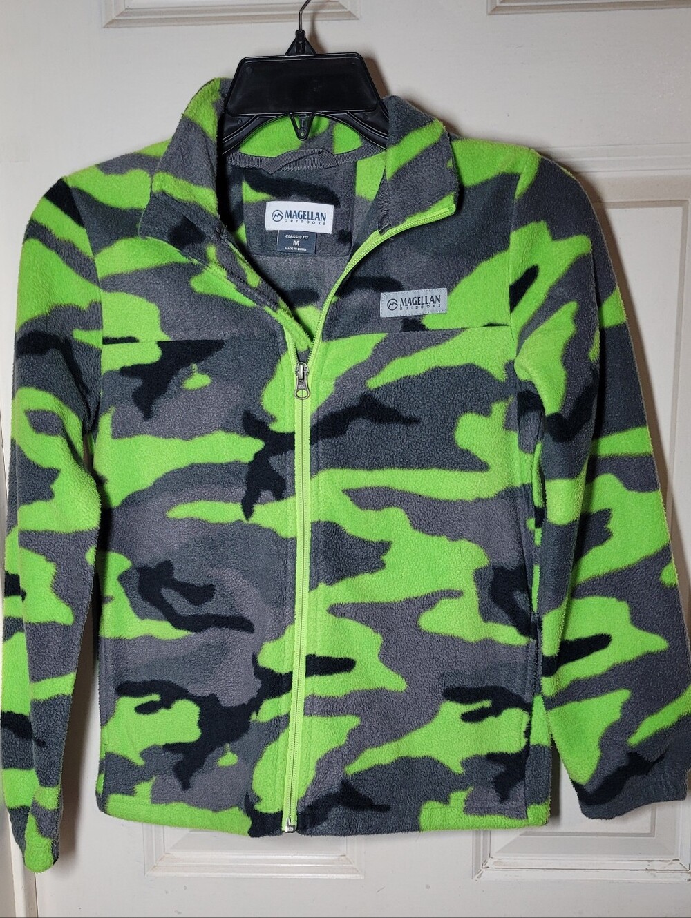 Magellan Outdoors Lime Green, Gray, Black Camo Fleece Jacket